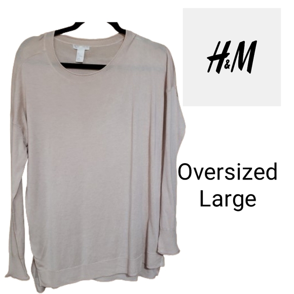 H&M Oversized Light Weight Pink Sweater Size Large - Picture 1 of 5